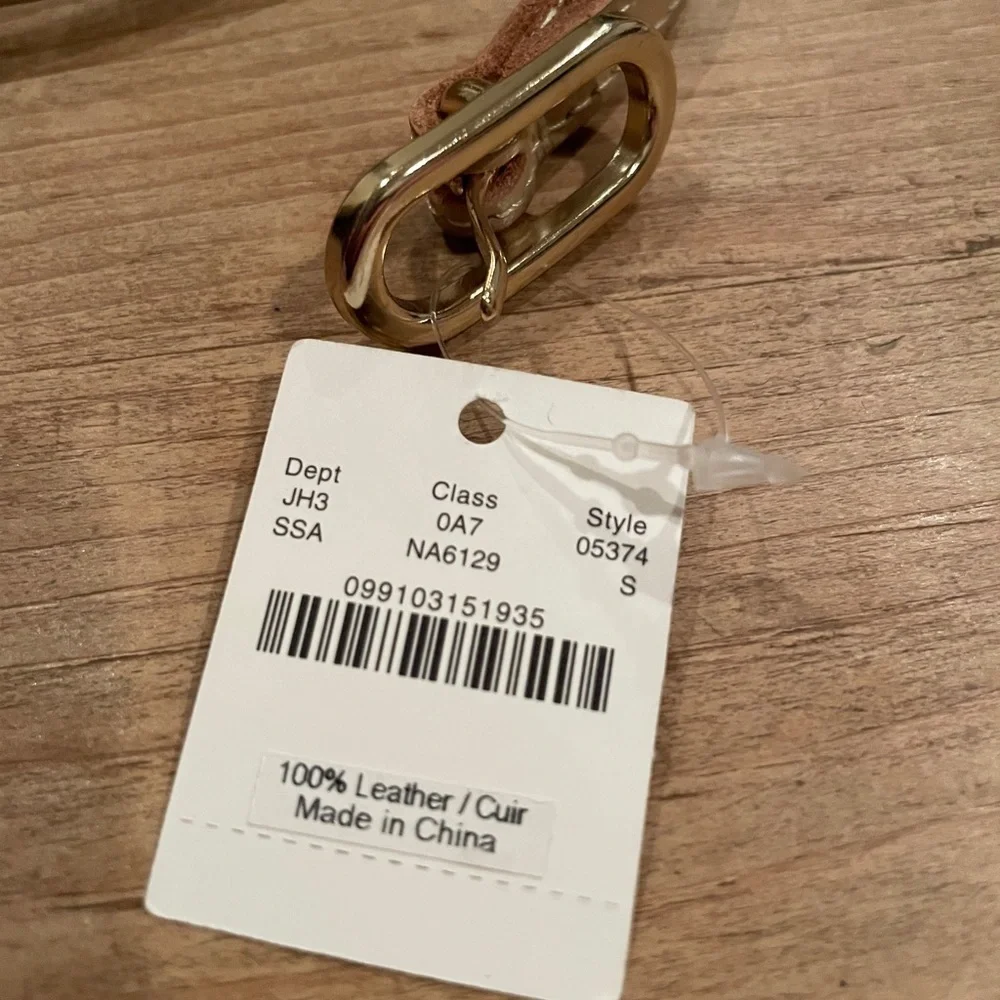 NWT J. Crew 100% leather gold beige skinny belt Old Money, business  Holiday LG